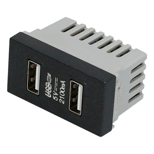 20 Módulos Usb Doble 1/3, Línea Premium, Color Negro Surtek