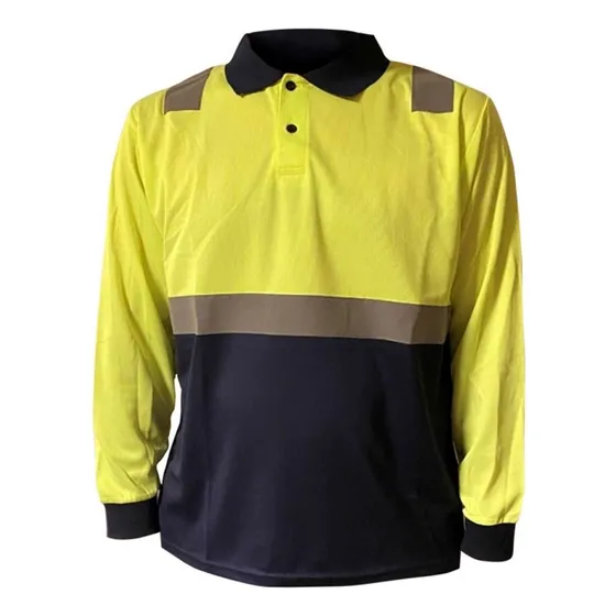 Polera Pique Manga Larga Bicolor Con Reflectante Cooldry