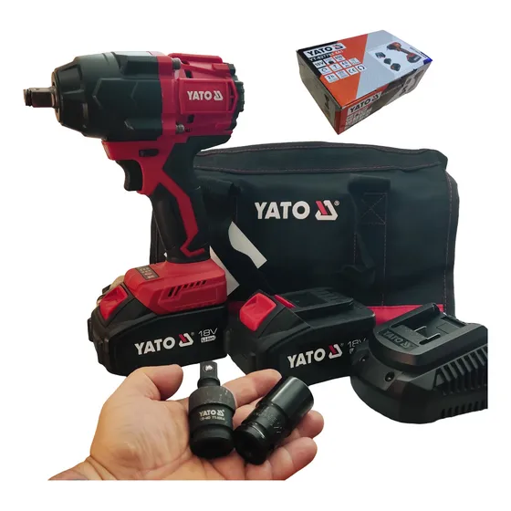 Llave Pistola Impacto Yato 850 Nm, 2 Baterías + Cardánica.