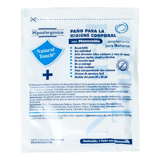 Paño Facil Jabonoso Toallita Humeda Para Adulto Manzanill10u