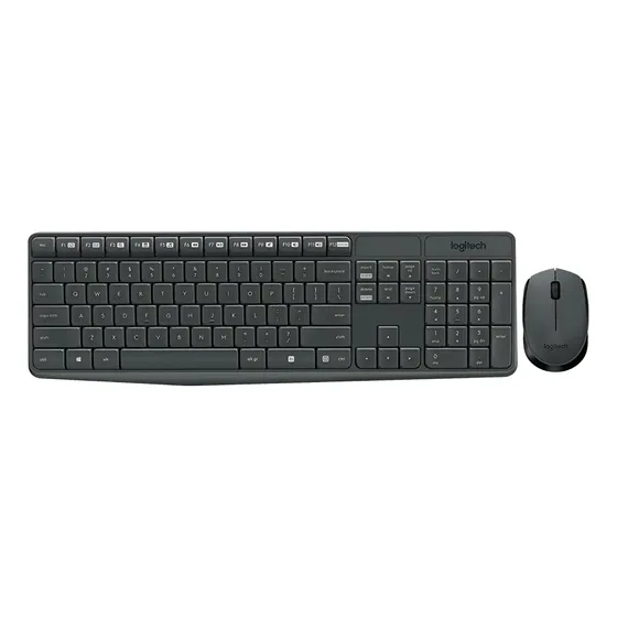Teclado e mouse sem fio logitech mk235 usb cinza