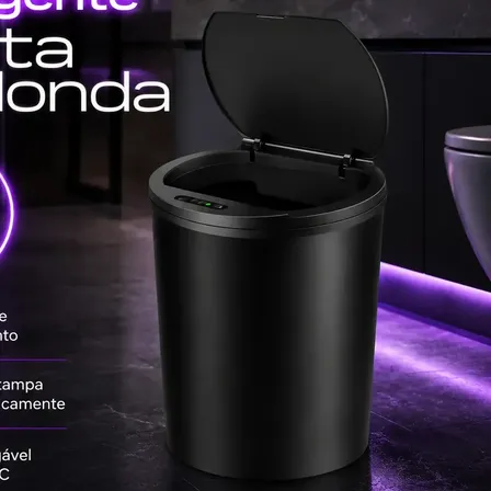 Lixeira Inteligente Smart 16l Automática Recarregável Preto Sensor Banheiro E Cozinha Moderna