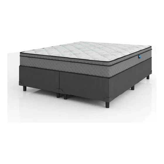 Cama Box Casal Queen Molas Mirage 158x198x62cm Cinza/branco
