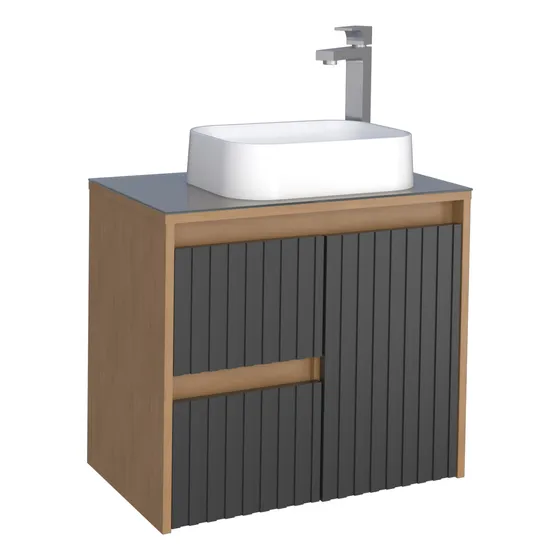 Gabinete De Baño Kyoto 102450 Color Negro Con Lavabo