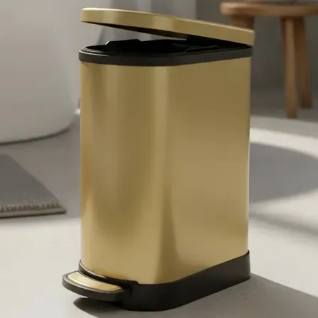 Lixeira Oval 10l Dourada Gold Cozinha Banheiro Casa Golden Dourada Gold
