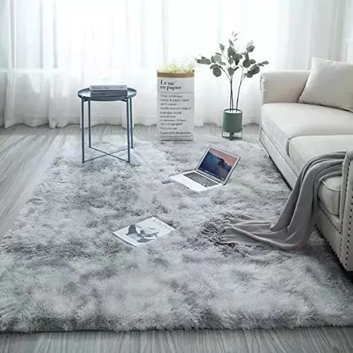 Alfombra Tapete Shaggy Peluda 150 X 200cm Pelo Alto Ancho 150 cm Color Gris Diseño de la tela Veteado Largo 200 cm