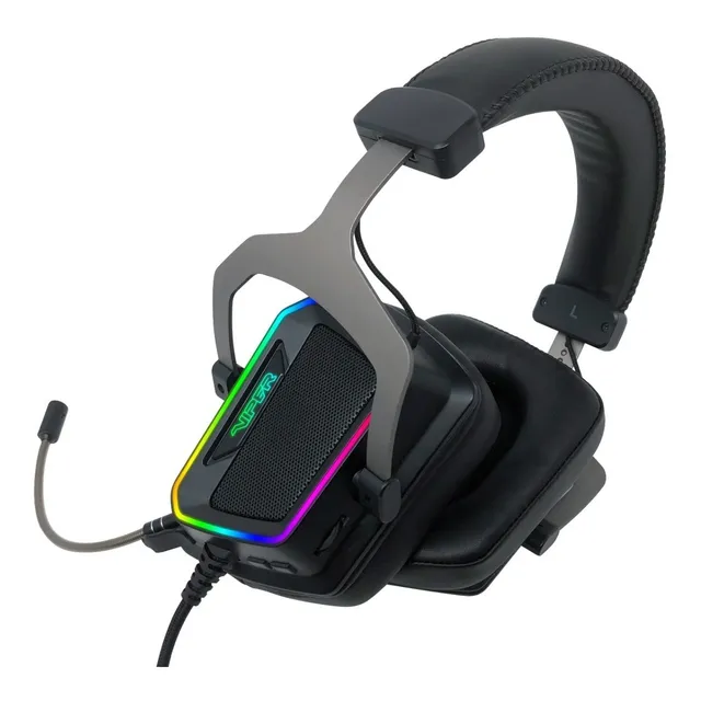 Auricular Patriot Gamer Viper V380 7.1 Rgb Mic Desmontable Color Negro Color de la luz Turquesa