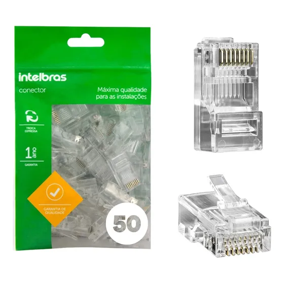 Kit 50 Peças Conector Rj45 Cat5 Conex 1000 Intelbras