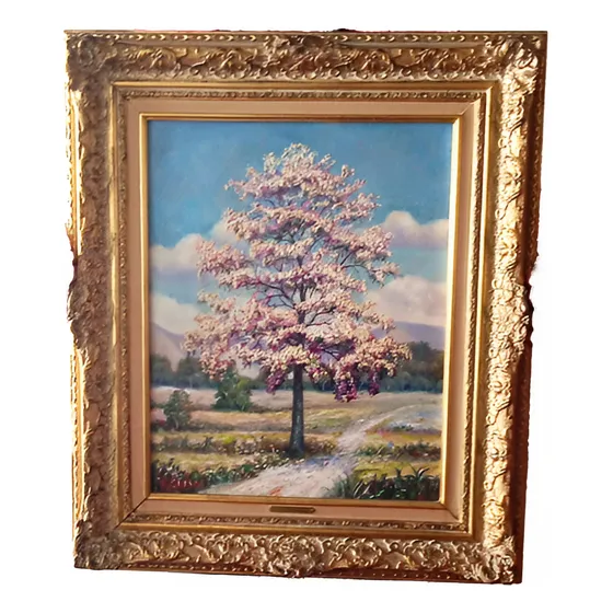 Hermosa Pintura Al Òleo Àrbol De Apamate Firmado V. Parga.