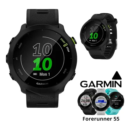 Relógio Garmin Forerunner 55 Preto Monitor Cardíaco Pulso Mesh