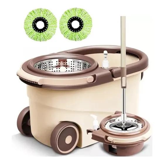 Mopa Giratoria 360 Con Canasto Metalico + 2 Repuestos