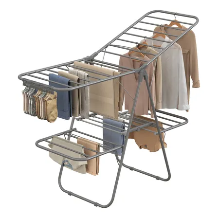 Songmics Secador De Roupas Dobrável, 2 Níveis Cinza