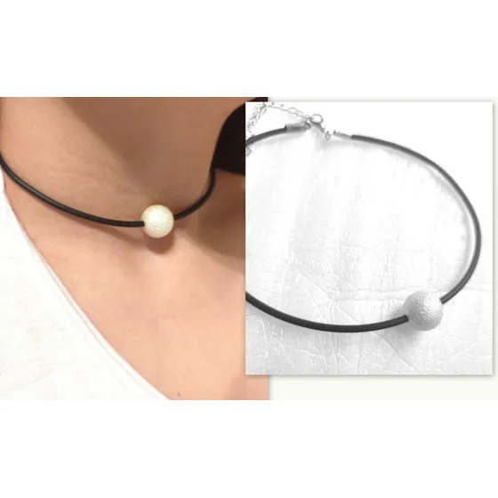 Gargantilla Collar Choker Cordón Centro Perla Textura 