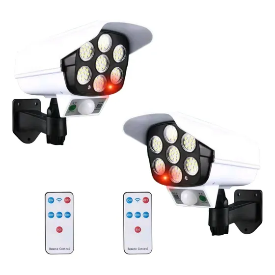Pack  2  Focos  Solares Tipo Cámara Con Sensor Exterior Led