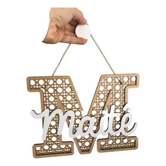 Enfeite Porta Maternidade Palha Indiana Mdf 30cm