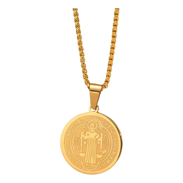 Medalla De San Benito Acero Protección Amuleto Regalo Hombre