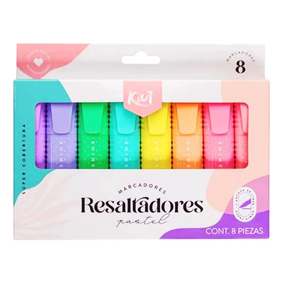 Resaltadores Pastel Kiut Set De 8 Colores
