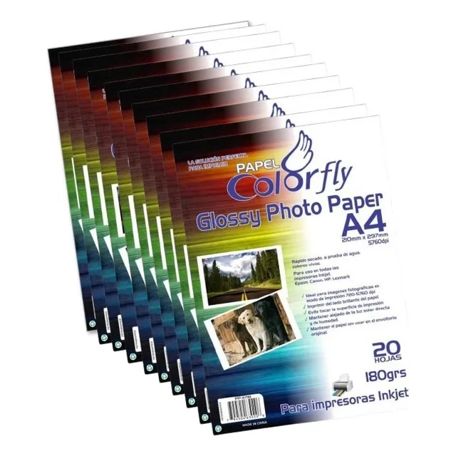 Papel Fotográfico A4 Resma De 20 Hojas De 180g  X 10 Resmas®