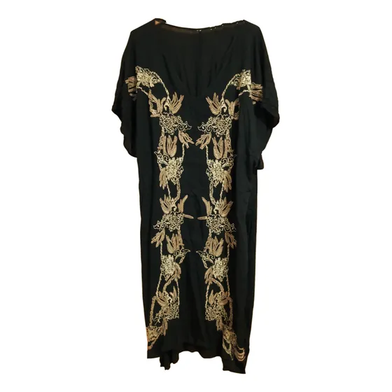 Túnica Vestido Nuevo Talla Xl.xxl Bordado Negro Y Dorado