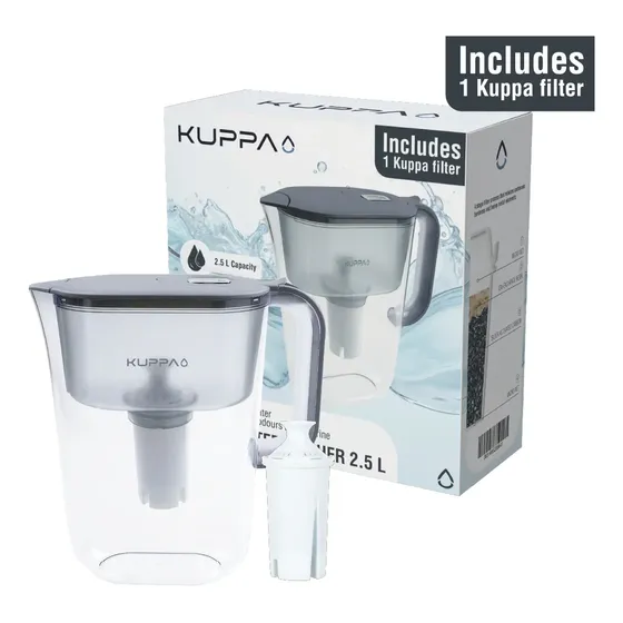 Jarro Purificador De Agua 2.5 Lts Con Filtro Blanco Kuppa Color Gris