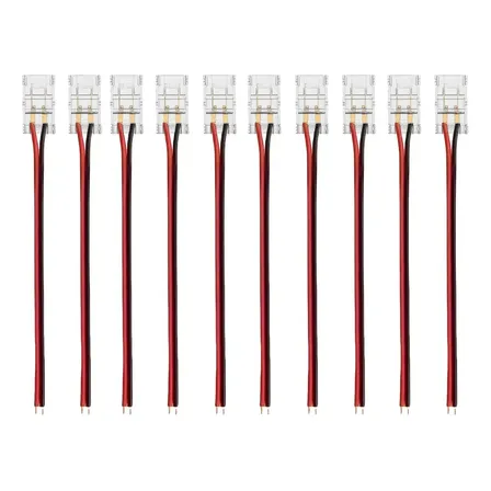 10 Unidades Rabicho Conector Emenda Para Fita Led 8mm 240 E 120 Com Cabo Tira Led 2 Pin 8mm Adaptador Fio 12v
