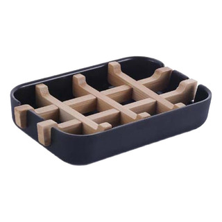 Saboneteira De Bambu Com Bandeja De Drenagem Para Prateleira Saboneteira De Bambu Com Bandeja De Drenagem Para Prateleira
