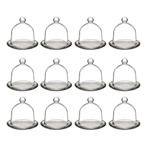 Set 12 Bombonera De Cristal Con Tapa Campana Vidrio Vittori