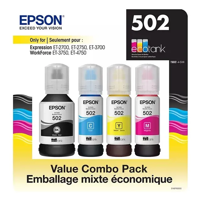  Kit 4 Tintas Epson Original T502 Ecotank Tinta Continua