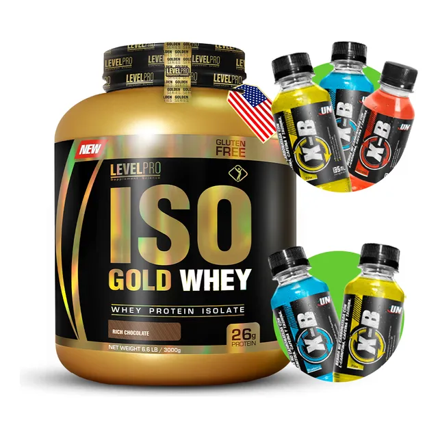 Proteina Iso Gold Whey 3kg Vainilla Level Pro + Regalo 02