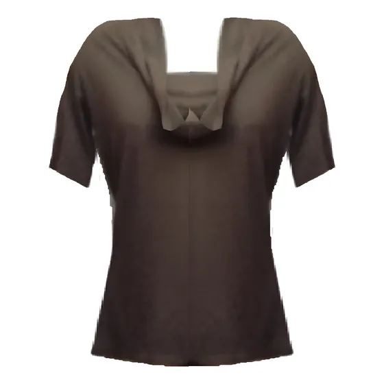Blusa Con Cuello Caido Manga Corta Chocolate Talle L Algodon