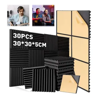 30 Paneles Acustica Ruido De Espuma 30x30x5 Cm Autoadhesivo