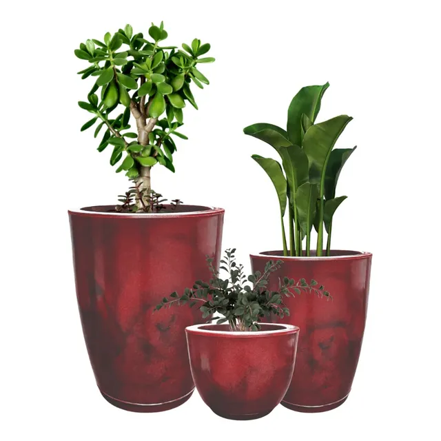 Kit 3 Vasos Para Plantas Luxo Cimento Queimado Marmorizado Kit 3 Vasos Para Plantas Luxo Cimento Queimado Marmorizado