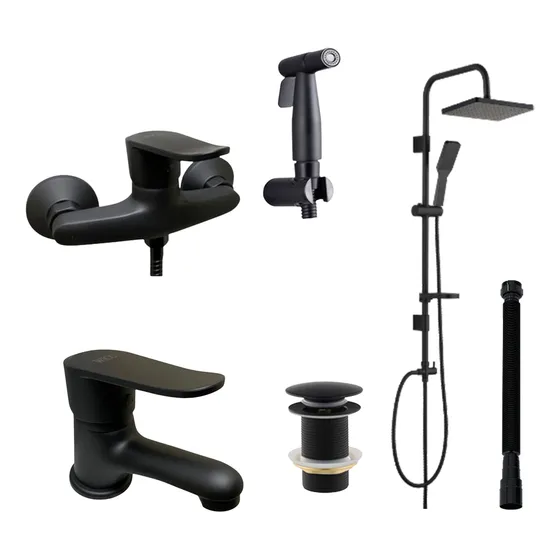 Juego Monocomando Lavatorio + Bañera C/ducha + Higiénica