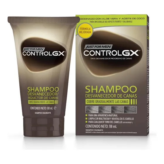 Shampoo Tintura Anti Canas y Oscurecedor Just For Men Control GX 118ml reduce gradualmente