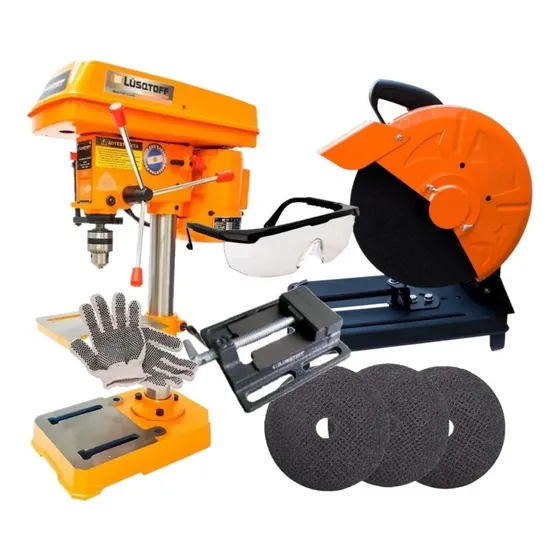 Combo Kit Lusqtoff Taladro De Banco+ Sierra Sensitiva+ Morsa