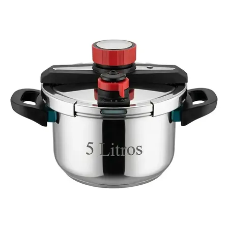 Panela De Pressão Indução E Gás De Aço Inoxidável 5 Litros Multicolorido