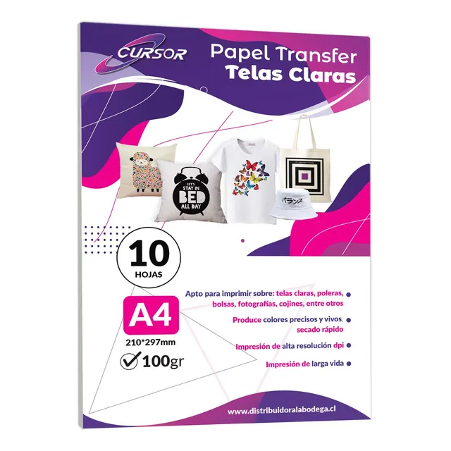Papel Transfer Telas Claras 10 Hojas A4 Cursor