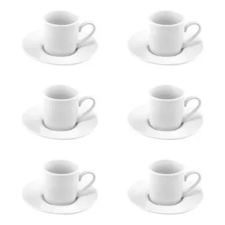 Jogo XĂcaras CafĂ© Brancas Com Pires 12 Peças Porcelana 90ml Jogo XĂcaras CafĂ© Brancas Com Pires 12 Peças Porcelana 90ml