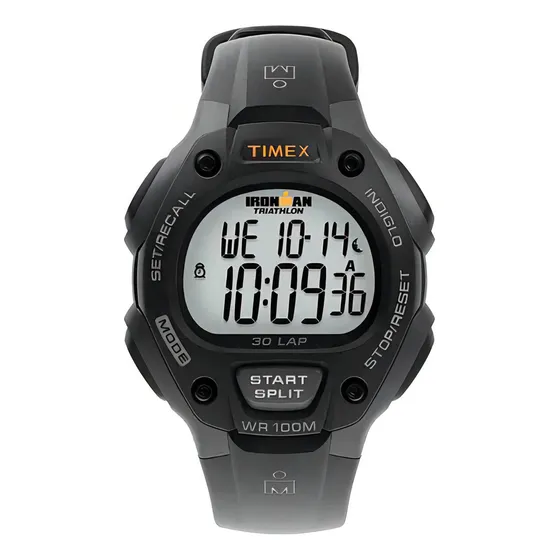 Relógio Timex Ironman Triathlon Masculino Digital T5e901 Correia Preto Bisel Preto Fundo Positivo