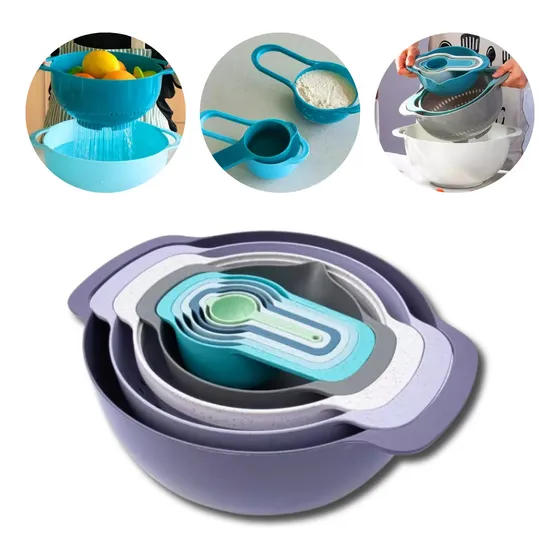 Bowl 8 En 1 Multi Color Con Medidores Para Todas Las Recetas