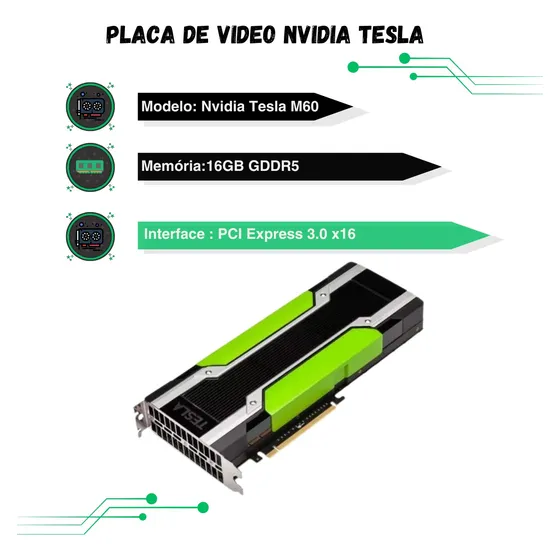 Nvidia Tesla M60 Placa De Vídeo 16gb Gddr5 Para Servidores