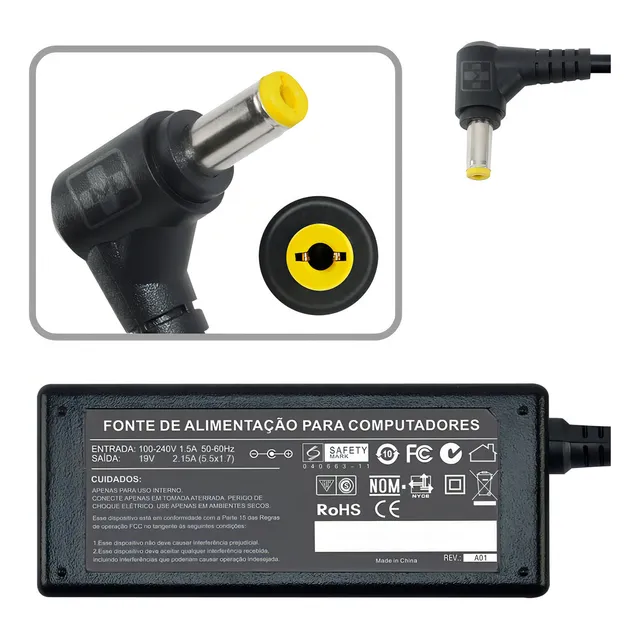 Suministro de cargador Acer Aspire One ADP-40th A W500P19v 2,15 a 40 W mm 645