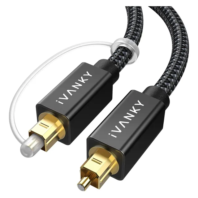Cable De Audio Optico Ivanky Largo De 1.8m, De Nailon, Ne...