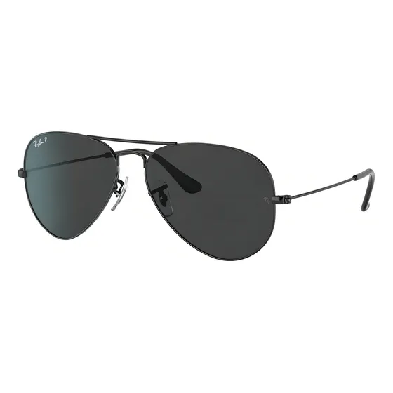 Anteojos De Sol Polarizados Ray-ban Aviator Classic Para Adultos, Armazón Metal Pulido Negro, Lentes Cristal Negro.