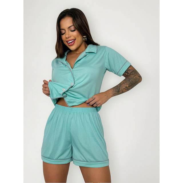 Pijama Feminino Americano Blogueira Golinha Botões Baby Doll Pijama Feminino Americano Blogueira Golinha Botões Baby Doll