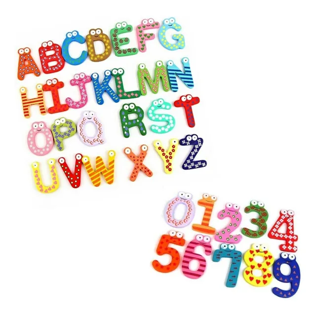 Pack 26 Letras + 20 Números Imantados De Madera - Didácticos