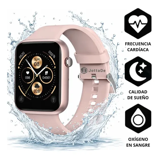 Smartwatch JD Capri Rosa de 42 mm con Llamadas Bluetooth y Múltiples Modos Deportivos