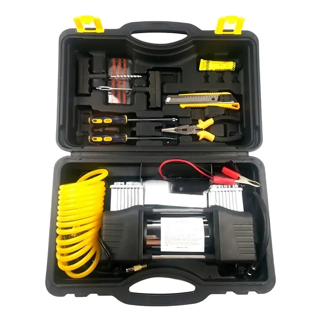 Set Inflador De Aire, Compresor Aire Doble Cilindro 12v