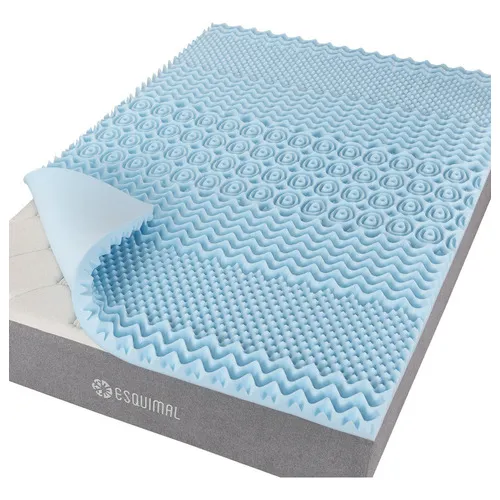 Colchoneta De Memory Foam Con Gel Topper Esquimal | Sobrecolchón 7 Zonas De Confort Y 5 Cm De Altura, Queen Size Color Azul