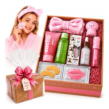 Kit Spa Day Melu Cuidados Faciais Completo Caixa Presente